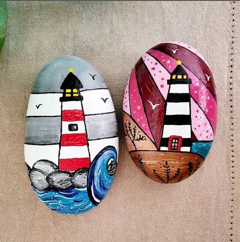 Can't Skip Lighthouses on Your Summer Rock Painting Adventure! There's something magical about lighthouses, isn't there? They're not just stunning to look at with their classic stripes, but they're also beacons of safety and guidance for those braving the sea. Imagine creating your own mini lighthouse on a rock – it's a fun, creative way to bring a piece of that iconic charm into your home. Summer Rock Painting, Summer Rock Painting Ideas, Nature Crafting, Rock Painting Supplies, Eagle Painting, Lighthouse Painting, Rock Painting Ideas, Painted Rocks Kids, Mermaid Painting