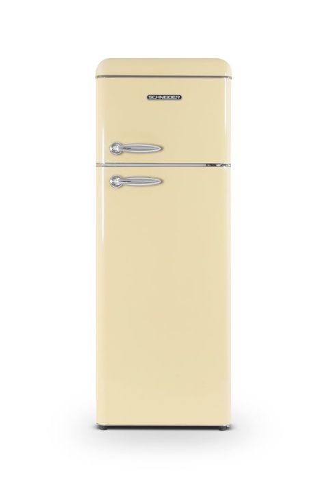 Réfrigérateur vintage 2 portes 211 L crème - SCDD208VCR Top Freezer Refrigerator, Thermostat, Refrigerator, Kitchen Appliances, White