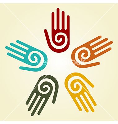 Hand with spiral symbol in a circle vector 1422716 - by cienpies on VectorStock® Hands Background, Spiral Symbol, Hand Silhouette, Mastermind Group, A Circle, Native American Art, Pinterest Logo, Massage Therapy, Logo Designs