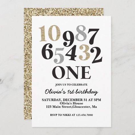 New Years Eve Countdown First Birthday Invitation - tap, personalize, buy right now! #Invitation #new #years, #year #baby, #countdown, Nye Themed First Birthday, New Year’s Eve First Birthday Party, New Years Eve First Birthday Party, New Years Eve Countdown, New Years Birthday, Baby Countdown, New Year's Eve Countdown, First Birthday Invite, 1st Birthday Themes