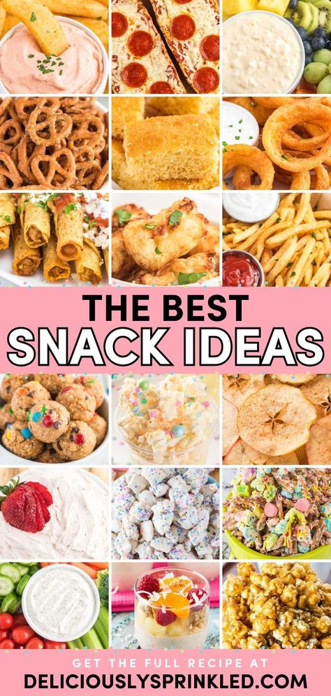 Looking for easy snacks to make at home? Check out the BEST snack ideas! Here, you'll find afternoon snacks, treats for the movies or late nights, healthy munchies, and even party food! Pin this for later! Late Night Snacks Easy, Easy Snacks To Make, Snacks To Make At Home, Best Late Night Snacks, Best Snack Ideas, Munchies Snacks, Healthy Munchies, Easy To Make Snacks, Birthday Party Snacks