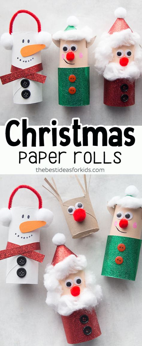 Christmas Toilet Paper Roll Crafts - The Best Ideas for Kids Paper Roll Crafts For Kids, Christmas Crafts Diy Kids, Paper Roll Crafts Diy, Christmas Art For Kids, Christmas Toilet Paper, Toilet Paper Crafts, Super Party, Toilet Paper Roll Crafts, Christmas Paper Crafts