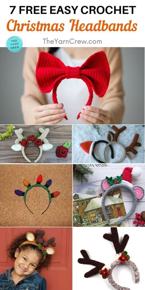 Christmas Headband Diy, Crochet Patterns For Christmas, Christmas Fayre Ideas, Easy Crochet Christmas, Crochet Christmas Lights, Crochet Patterns Easy, Christmas Headbands, Crochet Christmas Stocking Pattern, Crochet Elephant Pattern