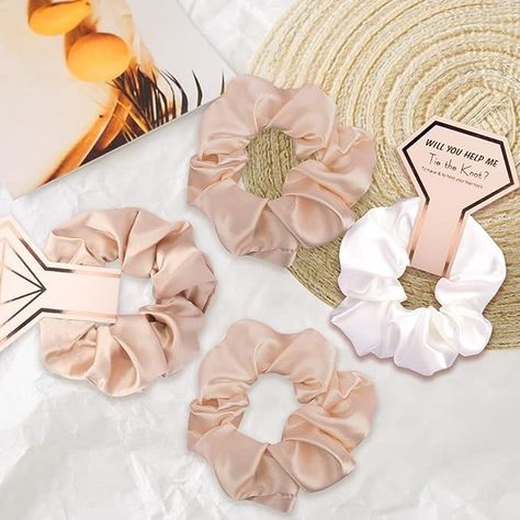 Bridesmaid Scrunchie 8pcs Satin Bridesmaid Proposal Gifts Hair Ties for Bridesmaid Gifts, Bridal Shower Gifts or Wedding Favors(White And Champagne) : Amazon.ca: Beauty & Personal Care Bridal Scrunchie, Bridesmaid Scrunchie, Diy Bridal Shower Gifts, Bridesmaid Proposal Gifts, Champagne Wedding, Proposal Gifts, Bridesmaid Proposal, Bridal Shower Gifts, Bridal Gifts