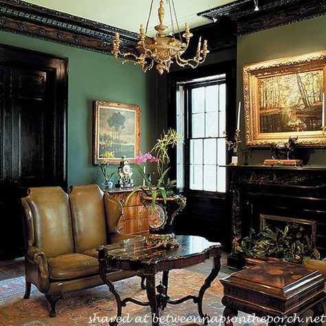 Visit the post for more. Victorian Sitting Room, Victorian Room, Parlor Room, Old House Interior, Victorian Parlor, Victorian Interiors, Green Walls, Victorian Decor, Design Del Prodotto