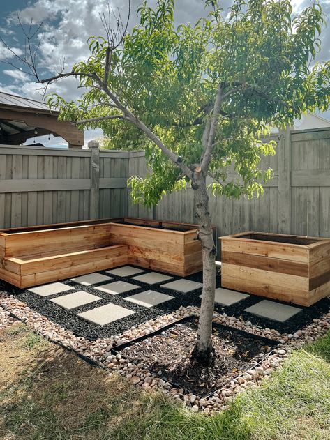 Cedar Planter Boxes, Backyard Raised Garden, Picturesque Garden, Backyard Planters, Cedar Planter Box, Cedar Planters, Garden Planter Boxes, Backyard Vegetable Gardens, Corner Garden