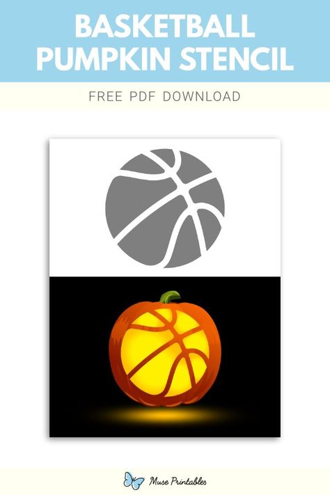 Basketball Stencil, Basketball Pumpkin, Stencil For Pumpkin Carving, Pumpkin Carving Stencils Templates, Printable Pumpkin Stencils, Pumpkin Stencils Free, Halloween Pumpkin Stencils, Pumpkin Carving Tools, Halloween Pumpkin Carving Stencils