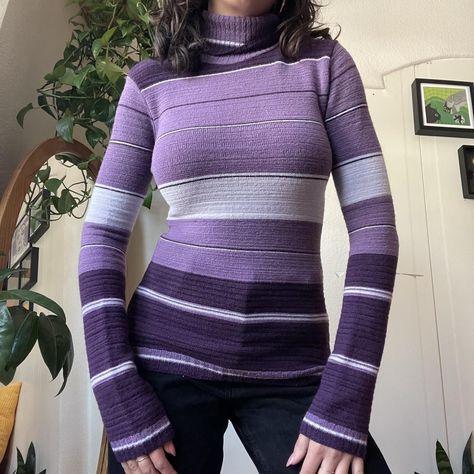 ✿ 90s purple striped turtleneck sweater ✿

vintage... - Depop Purple Turtleneck Outfit, Striped Turtleneck Outfit, Purple Knit Sweater, Purple Turtleneck, Striped Turtleneck Sweater, Lavender Sweater, Turtleneck Outfit, Executive Assistant, Wise Women