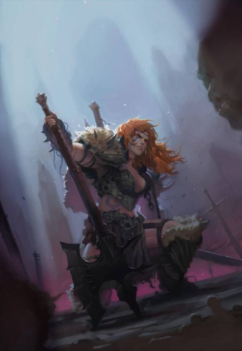 fan art : Barbarian by aobtd88 Female Barbarian, Barbarian Woman, Illustration Fantasy, Heroic Fantasy, Wow Art, Fantasy Warrior, 판타지 아트, Fantasy Rpg, Medieval Fantasy