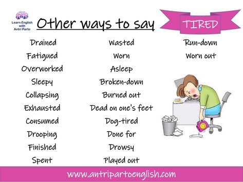 Other ways to say "tired" #english #learnenglish #tired #bored #vocab Synonyms For Tired, Tired Synonyms, Tips For Studying, Other Ways To Say, Essay Writing Skills, Learn English Vocabulary, English Learning, Writing Words, English Vocabulary Words