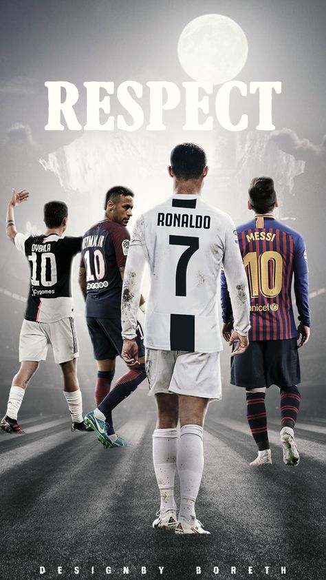 Football Respect Fussball Wallpaper, Respect Football, Messi Ronaldo Neymar, Ronaldo Neymar, Messi Ronaldo, Messi And Ronaldo, Sports Graphics, Neymar, Football Players