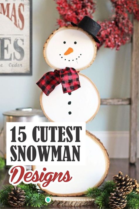 Making DIY Crafts to complement your home decor is an interesting idea. Try to make a snowman using a wooden slice so it will look unique. Painting it white and adding accessories like hats and scarves will make your snowman look perfect. #snowmandesign #ornament #christmas Diy Wood Snowman, Wooden Snowman Crafts, Pumpkin Snowmen, Diy Snowman Ornaments, Snowman Crafts Diy, Christmas Diy Wood, Wooden Snowmen, Wood Snowman, Winter Ornaments