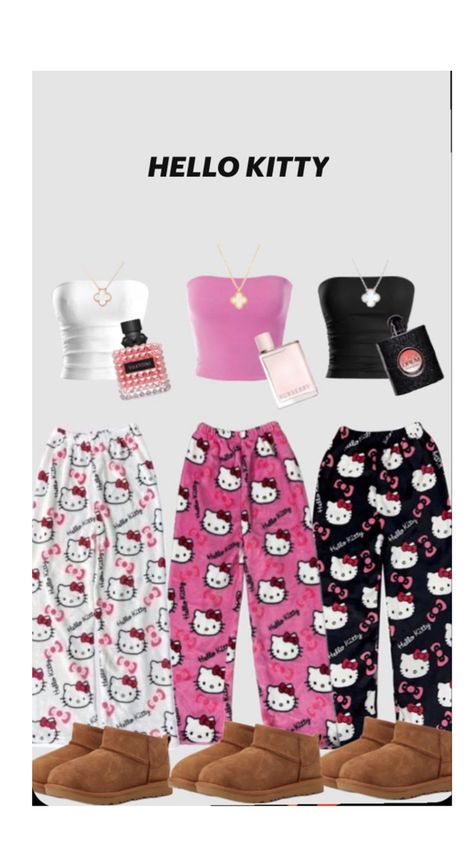 Hello Kitty Pajama Pants, Hello Kitty Pattern, Bff Matching Outfits, Kitty Pattern, Matching Outfits Best Friend, Kitty Clothes, Hello Kitty Clothes, Latina Fashion Outfits, Cute Hello Kitty