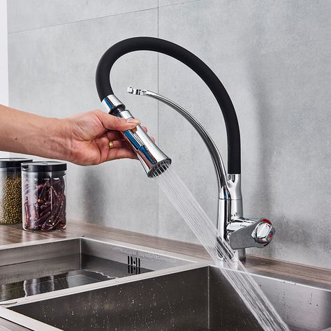 Thermostatic Chrome Kitchen Sink Faucet Swivel Pull Down Kitchen Faucet Sink Tap Mounted Deck Bathroom Hot and Cold Water Mixer|Kitchen Faucets| - AliExpress Chrome Kitchen, Cheap Kitchen, Kitchen Faucets, Sink Taps, Kitchen Sink Faucets, Washing Dishes, Mixer Taps, Sink Faucets, Kitchen Faucet