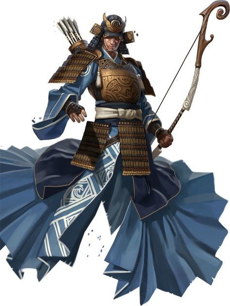 Samurai Archer Art Paizo Pathfinder, Asian Warrior, Ronin Samurai, Female Samurai, Arte Ninja, Samurai Artwork, Ninja Art, Japanese Warrior, Samurai Art