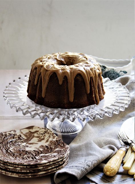 Coffee Bundt Cake with Caramel Frosting – tonibrancatisanodotcom Caramel Bundt Cake, Coffee Bundt Cake, Cake With Caramel Frosting, Coffee Icing, Sticky Date Pudding, Date Pudding, Coffee Caramel, Cake With Caramel, Cake Rack