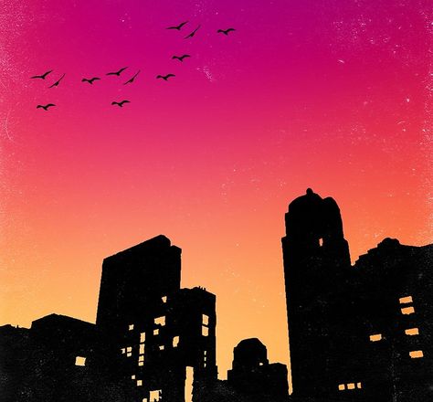 Colorful Sky w/ Birds and Buildings Silhouette Design for men and women that loves classic designs. Nice city silhouette art and skyline with a vector theme of the building. New york or seattle, the beautiful sunset in this urban view is an inspiration for travel enthusiasts. #city life #city love #city scape #sunsetting city #the city #in the city #city living #travel city City Skyline Silhouette Painting, Sunset Building Painting, New York City Silhouette, Simple City Scape Painting, Sunset With Buildings, City Life Drawing, City Scape Illustration, City Sunset Painting, Sunset Illustration Art