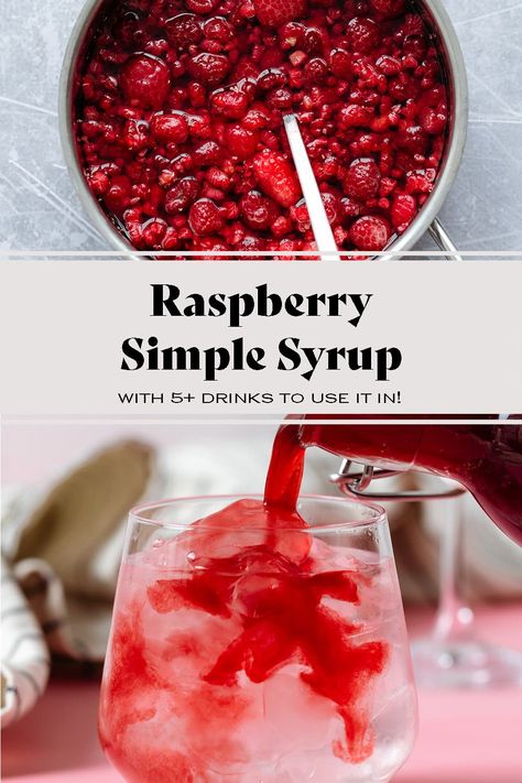 This Raspberry Simple Syrup is a great syrup to have on hand for any iced drinks or cocktails. You can also add it to your water to add fun flavor. It takes less than 30 minutes to make and lasts for about 2 weeks in the fridge. You only need raspberries, water, sweetener, and vanilla extract. The full recipe is on The Healthful Ideas blog! via @healthfulideas Raspberry Simple Syrup, Southern Foods, Raspberry Drink, Strawberry Simple Syrup, Simple Syrup Cocktails, Raspberry Cocktail, Honey Simple Syrup, Syrup Recipes, Drink Syrups