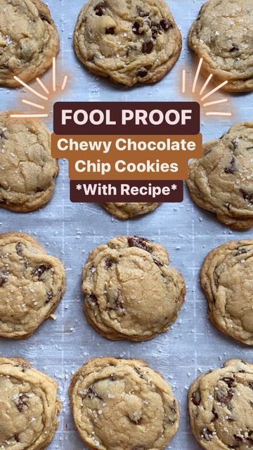 Salt Sugar Flour Bakery on Instagram: "⬇️ Recipe in Caption ⬇️ These delicious FOOL-PROOF Chocolate Chip Cookies are so simple and soooo easy to make! With a brown sugar based cookie dough, these cookies will have a crunchy edge and bottom, with a chewy top! The PERFECT cookie in my opinion! Ingredients: - 1 cup unsalted butter (227 g) - 1 1/2 cup packed golden brown sugar (300 g) - 1/2 cup sugar (100g) - 2 large eggs - 1 Tbs vanilla extract - 3 cups All Purpose Flour (375 g) - 1 tsp Bakin Fool Proof Chocolate Chip Cookies, Soft Cookie Recipe, The Perfect Cookie, Flour Bakery, Easy Chocolate Chip Cookies, No Flour Cookies, Choc Chip Cookies, Chewy Chocolate Chip Cookies, Fool Proof