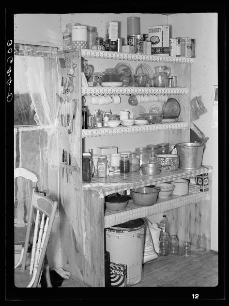 3. The kitchen of Charles Swanson near Northome is one of the most interesting things to look at. See if you recognize some of the foods on the top shelf. Kitchen Pantry Cupboard, Pantry Cupboard, Dust Bowl, Vintage Kitchens, Farm Kitchen, Homestead Survival, History Photos, Old Kitchen, Days Gone