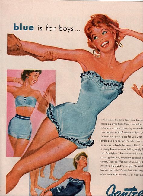 Such a cute bathing suit. Vintage Jantzen ad. Jantzen Swimwear, Pin Up Vintage, Lingerie Vintage, 2000 Fashion, Vintage Swim, Vintage Swimwear, Mia 3, Cute Bathing Suits, Vintage Pinup