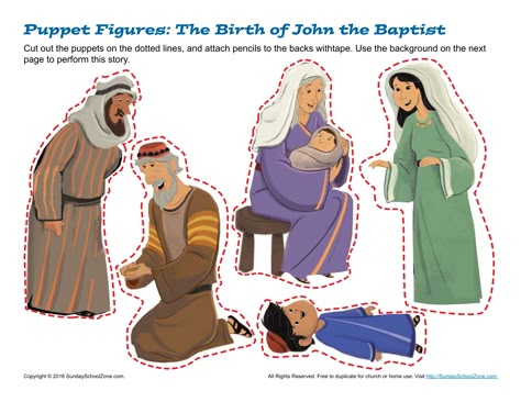 The Birth of John the Baptist Puppets - Children's Bible Activities | Sunday School Activities for Kids Birth Of John The Baptist, God Activities, Sunday School Activities For Kids, Childrens Bible Activities, School Activities For Kids, Jesus Was Born, Bible Activities For Kids, Bible Story Crafts, Preschool Bible