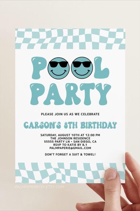 Pool Party Birthday Ideas Boys, Swim Theme Birthday Party, 4th Birthday Pool Party For Boys, 3rd Birthday Pool Party For Boy, Boy Pool Party Themes, Swim Birthday Party Ideas, Pool Birthday Party Ideas For Boys, Boys Pool Party Ideas, Toddler Pool Party Birthday