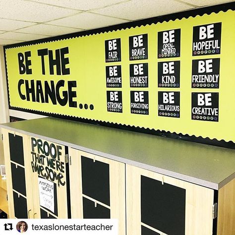 @texaslonestarteacher is a ROCKstar. I need this in my classroom STAT. @texaslonestarteacher with @repostapp ・・・ Good news y'all...I finally got the right letter up there!  (see the previous post) I'm so excited about this wall, and the conversations and activities we'll have centered around it. The message is that if they want to live in a world of honesty (and so on), then they need to be honest themselves. The change starts here.  #bestclassroomever #bethechange Resource Teacher, Hallway Displays, Classroom Idea, School Hallways, Be The Change, Classroom Bulletin Boards, School Bulletin Boards, E Mc2, New Classroom