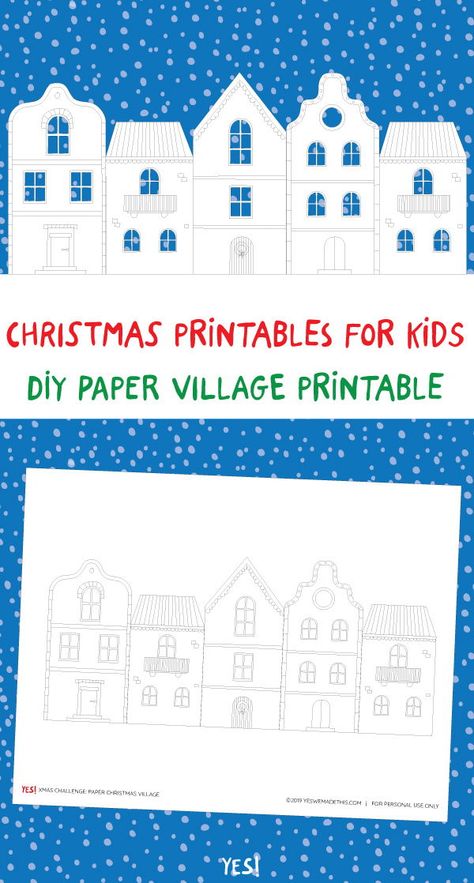 Christmas Village Templates Free, Paper House Template Printables Free, Printable House Template, Xmas Kids Crafts, Christmas Village Template, Christmas Printables Free Templates, Christmas Village Printable, Free Christmas Printables For Kids, Printable Christmas Village