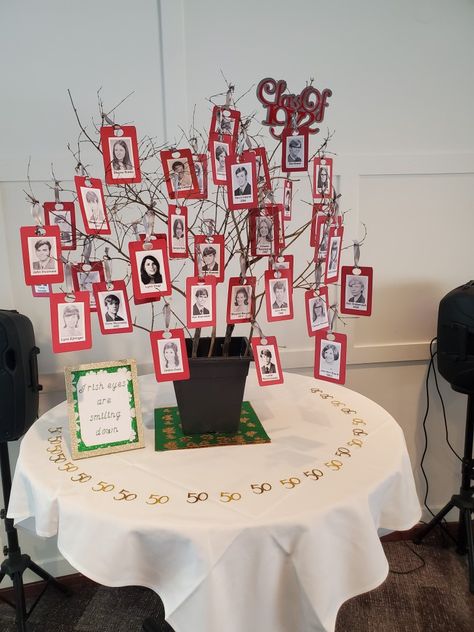 50th Reunion Ideas High Schools, High School Reunion Memorial Table Ideas, Memory Tree Celebration Of Life, Highschool Reunion, 50th Class Reunion Ideas, Memorial Board, High School Class Reunion, Class Reunion Decorations, Nursing Classes