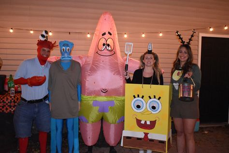 Mr Krabs Costume, Plankton Costume, Squidward Costume, Spongebob Squidward Patrick, Mr Plankton, Halloween Spongebob, 4 Person Halloween Costumes, Spongebob Costume, Spongebob Squidward