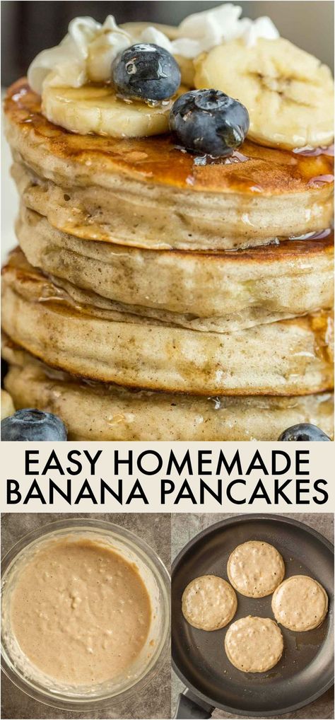 Banana Bread Pancakes Easy, Pancakes With Banana And Egg, Banana Pancakes Single Serving, Fluffy Banana Pancakes Recipe, Breakfast With Bananas Healthy, Homemade Banana Pancakes Easy, Banana Pancake For One, Pancakes Made From Bananas, Banana Pancakes Fluffy