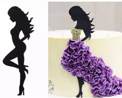 Diy Cake Topper Birthday, Silhouette Cake Topper, Photo Cake Topper, Silhouette Cake, Anniversaire Diy, Birthday Cake Topper Printable, Diy Cake Topper, Barbie Cake, Cakes For Women