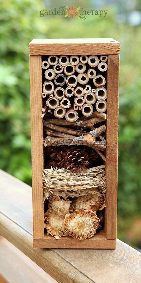 Bug House, Hotel Garden, Winter Vegetables Gardening, Garden Therapy, Bee Hotel, Bug Hotel, Mason Bees, Insect Hotel, Bee House