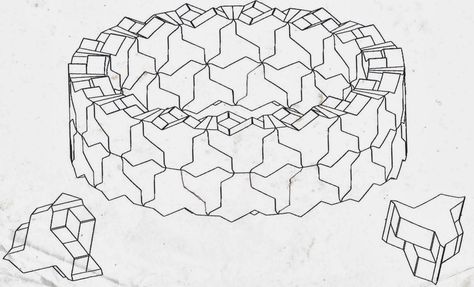 Masonry Design: Design Flexibility of triangular block Organic Modular Architecture, Modular Sculpture, Module Architecture, Masonry Design, Roman Arch, University Of Western Australia, Interlocking Shapes, Air Purifier Design, Materials Science And Engineering