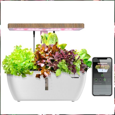 VIVOSUN Hydroponics Growing System, Herb Garden with Spectrum LED Light, Circulating Water Pump and Wireless Control for Indoor Germination and Planting Patio Tomatoes, Herb Garden Kit, Hydroponic Growing, Grow System, Water Tanks, Garden Kit, Smart Garden, Led Grow Light, Indoor Herb Garden