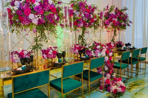 Emerald And Magenta Wedding, Fuschia And Emerald Wedding, Emerald Pink Gold Wedding, Emerald Green And Fuschia Wedding Decor, Emerald Green And Pink Wedding Theme, Emerald Green And Fuschia Wedding, Green And Fuschia Wedding, Gold And Emerald Green Wedding, Emerald Green And Pink Wedding