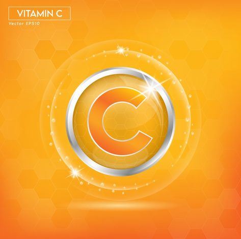 C Background, Vitamin C For Skin, Vitamin C Foods, Carton Design, C Logo, Cartoon Illustration, Beauty Cosmetics, Vitamin C, Premium Vector