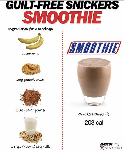 Snickers Smoothie, Breakfast Shake, Breakfast Shakes, Resep Smoothie, Fruit Smoothie Recipes Healthy, Easy Healthy Smoothies, Smoothie Drink Recipes, Resep Diet, Healthy Shakes