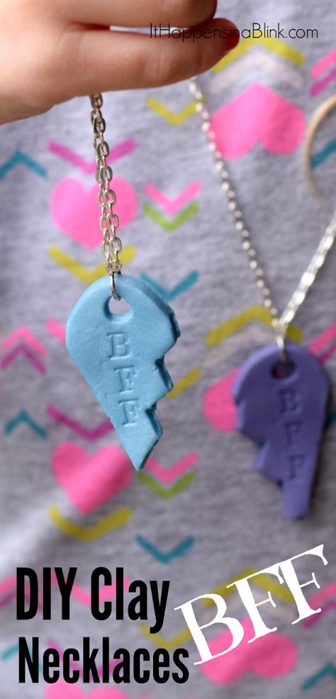 DIY Clay BFF Necklaces  |  Use clay to make these BFF heart necklaces Gifts For Bff Diy, Bff Crafts, Bff Heart, Diy Bff, Bff Ideas, Make Chalk Paint, Bake Clay, Gifts Forbest Friend, Bff Stuff