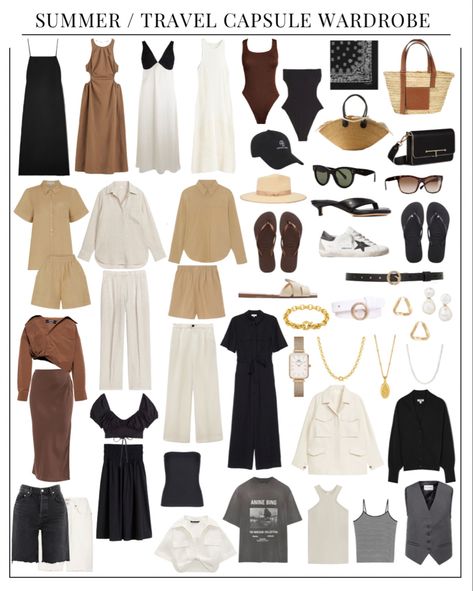 Traveler Capsule Wardrobe, Summer Outfits Must Haves, Spring Must Have Clothes, Summer Italy Outfits Casual, Summer 23 Capsule Wardrobe, Mexico Wardrobe Capsule, Europe Summer Capsule Wardrobe 2023, European Vacation Capsule Wardrobe, Italy Summer Wardrobe