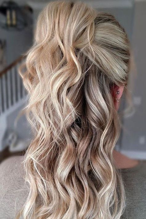 23 Hairstyles For Medium-Length Hair To Try This Year Medium Length Bridesmaid Hairstyles Half Up, Bridesmaid Hairstyles Medium Length Fine Hair, Mid Length Bridesmaid Hair Half Up, Mid Length Hair Styles For Wedding Guest, Wedding Guest Hairstyles Medium Half Up Shoulder Length, Bridesmaid Hairstyles Half Up Half Down Medium Shoulder Length, Wedding Hairstyles For Mid Length Hair, Half Up Half Down Medium Length Hair, Engagement Photo Hair