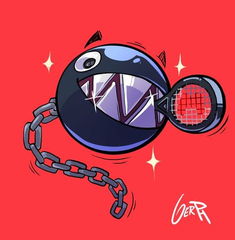 Mario Tennis - Whose a good boy? By @gerph_art Chomp Chomp Mario, Super Mario Smash, Mario Smash, Mario Tennis, Chain Chomp, Inktober 2023, Tennis Art, Super Mario Games, Super Mario Art