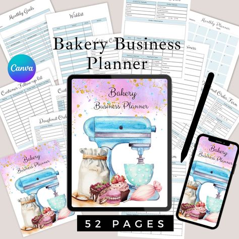 Bakery Business Planner, Bakery Order Form, Planner Small Business, Bakery Business Cards, Bookkeeping Templates, Bakery Business, Custom Stationery, Business Planner, Order Form