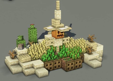 Minecraft Desert Farm Ideas, Minecraft Mob Farm Decoration, Desert Farm Minecraft, Minecraft Desert Builds, Minecraft Lantern, Minecraft Desert, Desert Village, Desert Inspo, Modern Minecraft