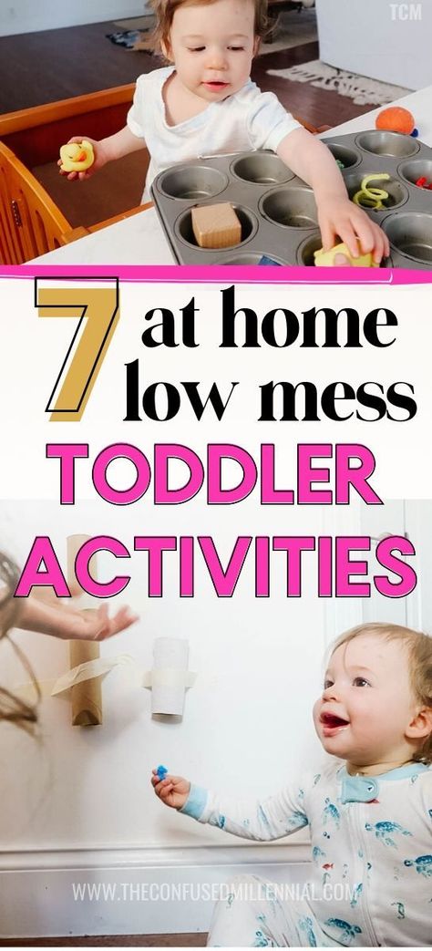 7 At Home Toddler Activities With Household Items You Already Own, indoor toddler activities under 2, 2 year old indoor diy activities for a rainy day at home, keep toddler busy at 18 months, mess free things to do with young children or older babies using items at home or from dollar tree or dollar store, easy diy activity for 1 year old, #toddleractivities, #toddleractivity Home Toddler Activities, At Home Toddler Activities, Toddler Activities At Home, Toddler Home Activities, Activities For One Year Olds, Toddler Parenting, Indoor Activities For Toddlers, Easy Toddler Activities, Indoor Activities For Kids