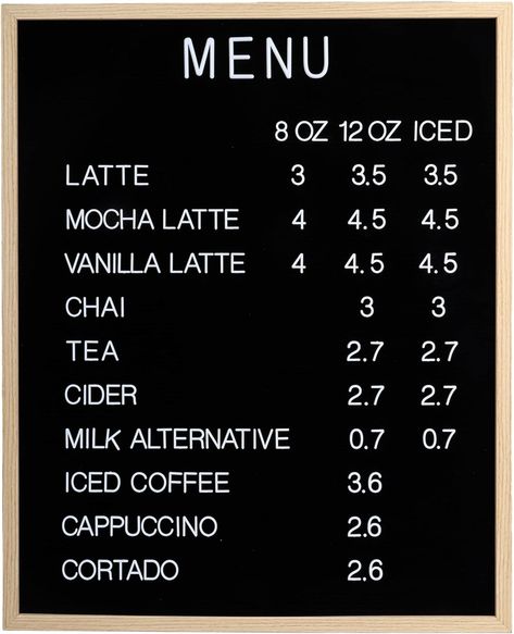 Amazon.com : Large Letter Board – Premium Menu Board with Letters – Black Felt Letterboard Large with White Plastic Letters – Durable Retro Vintage Felt Letter Board for Restaurants, Cafés, Pubs – 24 x 30-inch : Office Products Menu Letter Board, Letter Board Menu Coffee Shop, Large Letter Board, Korean Cafe Menu Board, Outside Menu Board Restaurant, Board With Letters, Hanging Menu Boards Coffee Shop, Plastic Letters, Felt Letter Board