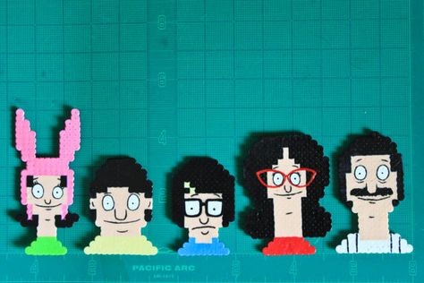 Bobs burgers Bob And Linda, Belcher Family, Perler Projects, Fuse Bead Patterns, Perler Crafts, Pixel Art Grid, Bob's Burgers, Graph Paper Art, Bead Sprite