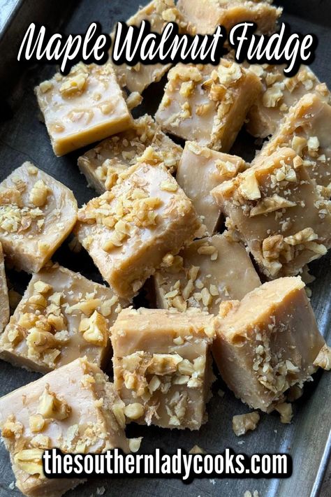 Maple walnut fudge is so easy and only takes about five minutes to make. It is delicious and the perfect treat anytime. If you like maple, you will love this candy. Maple Walnut Fudge Recipe, Maple Walnut Fudge, Maple Fudge Recipes, Walnut Fudge Recipe, Penuche Fudge, Fudge Candy, Maple Fudge, Thanksgiving Festivities, Maple Recipes