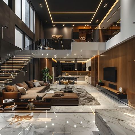 Luxury Penthouse Living Room, Luxury Houses Interior, Living Space Interior, Modern Penthouse Apartment, Loft Houses, Luxury Penthouse Apartment, Loft Luxury, Teenager Bedroom Design, Mansion Living Room